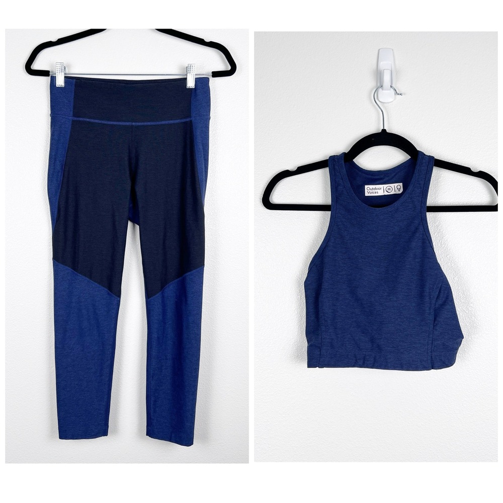 Outdoor Voices Womens Legging and Tank Set Navy Colorblock Size M